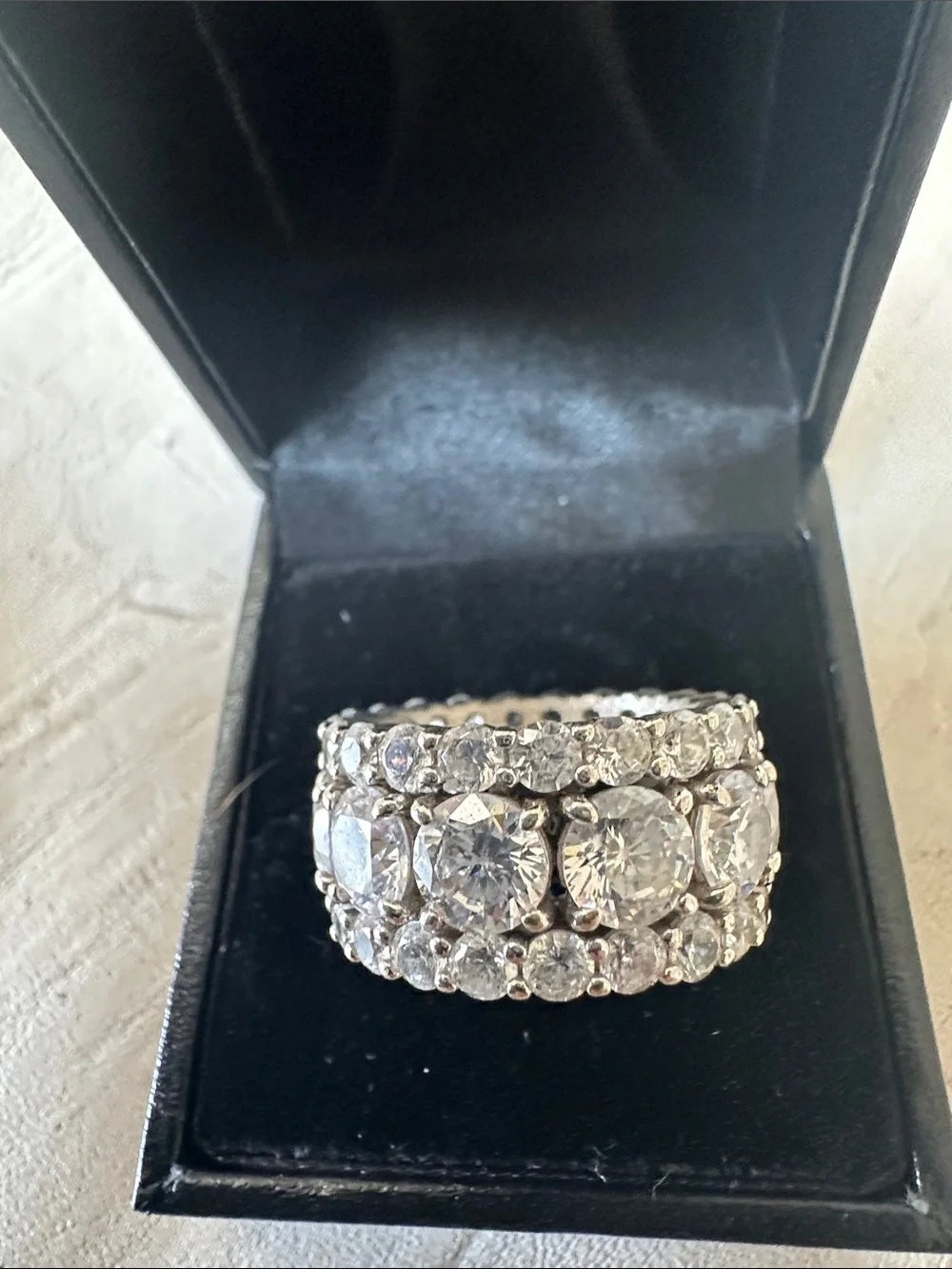 Clear Crystal Multi-Row Silver Ring — Sparkling Statement Band